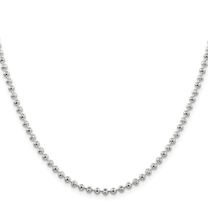 20 Inch Sterling Silver 3mm Fancy Beaded Chain Necklace