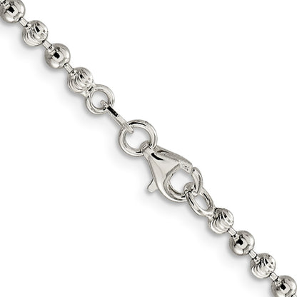 18 Inch Sterling Silver 3mm Fancy Beaded Chain Necklace