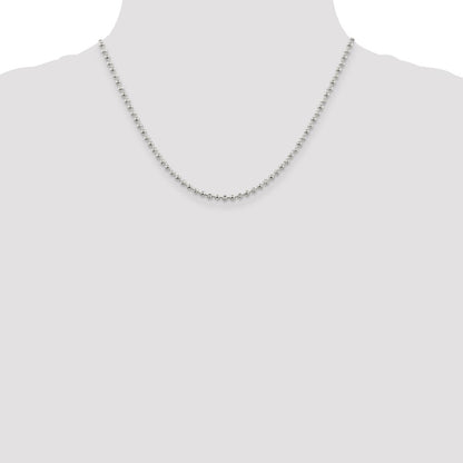 18 Inch Sterling Silver 3mm Fancy Beaded Chain Necklace
