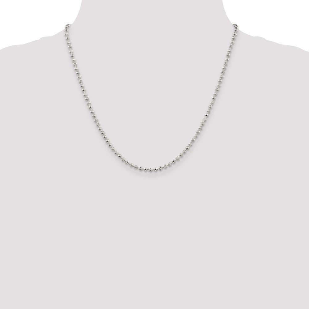 20 Inch Sterling Silver 3mm Fancy Beaded Chain Necklace
