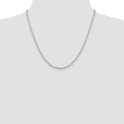 20 Inch Sterling Silver 3mm Fancy Beaded Chain Necklace