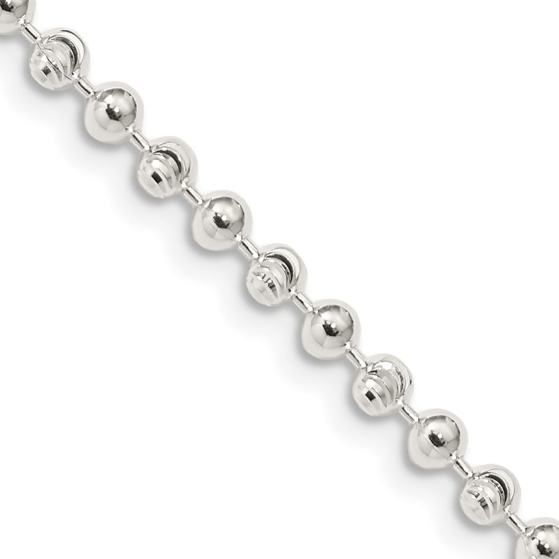 18 Inch Sterling Silver 3mm Fancy Beaded Chain Necklace