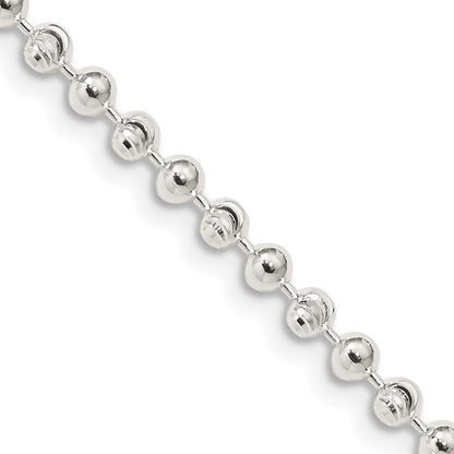 24 Inch Sterling Silver 3mm Fancy Beaded Chain Necklace