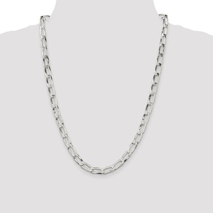 20 Inch Sterling Silver 7.15mm Elongated Open Link Chain