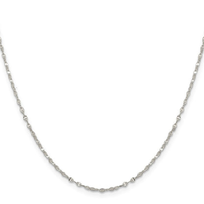 18 Inch Sterling Silver 1.75mm Fancy Wave Flat Link Chain Necklace