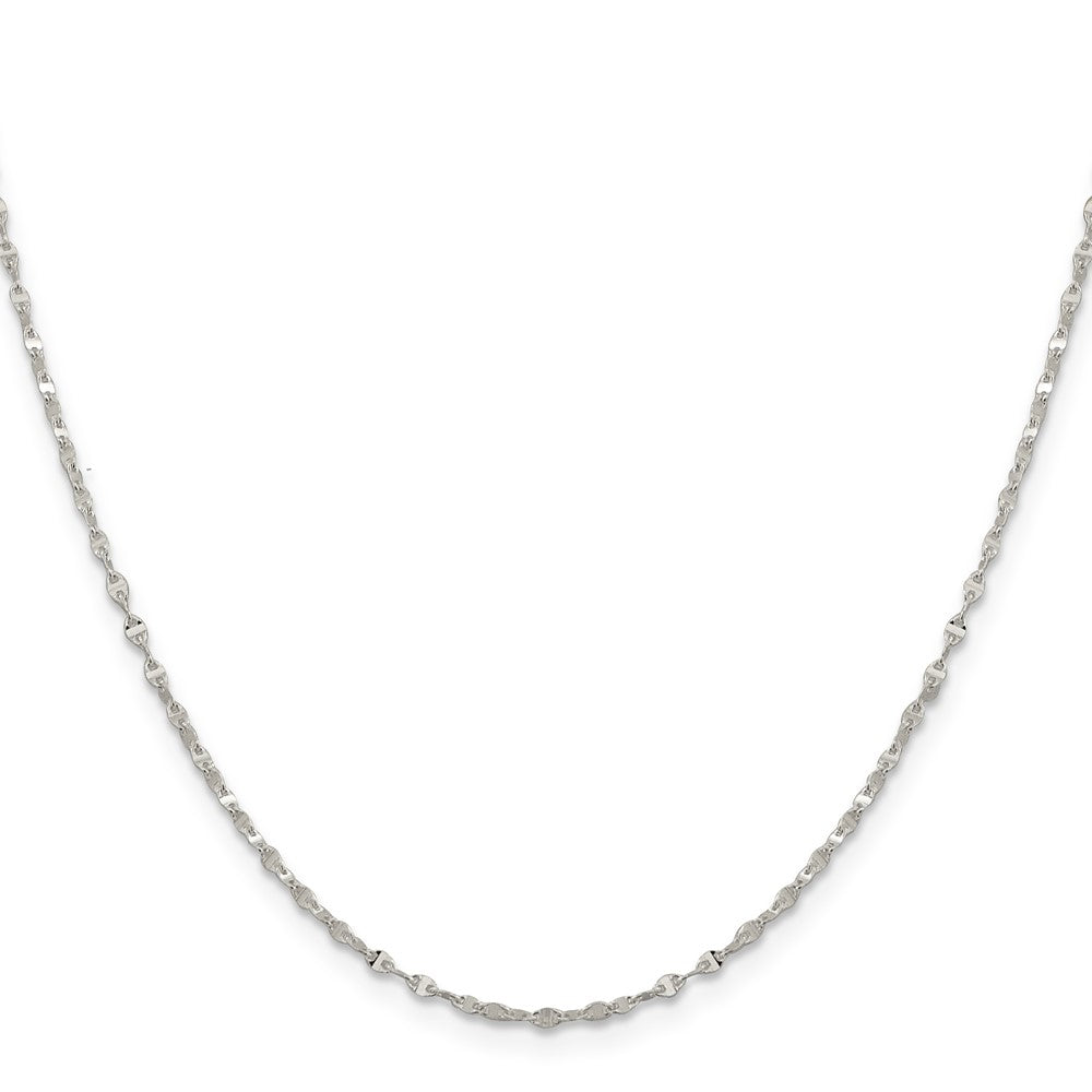24 Inch Sterling Silver 1.75mm Fancy Wave Flat Link Chain Necklace