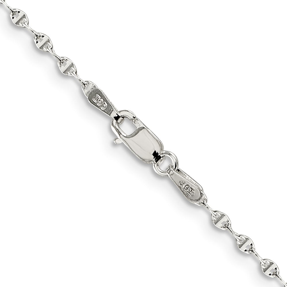 16 Inch Sterling Silver 1.75mm Fancy Wave Flat Link Chain Necklace
