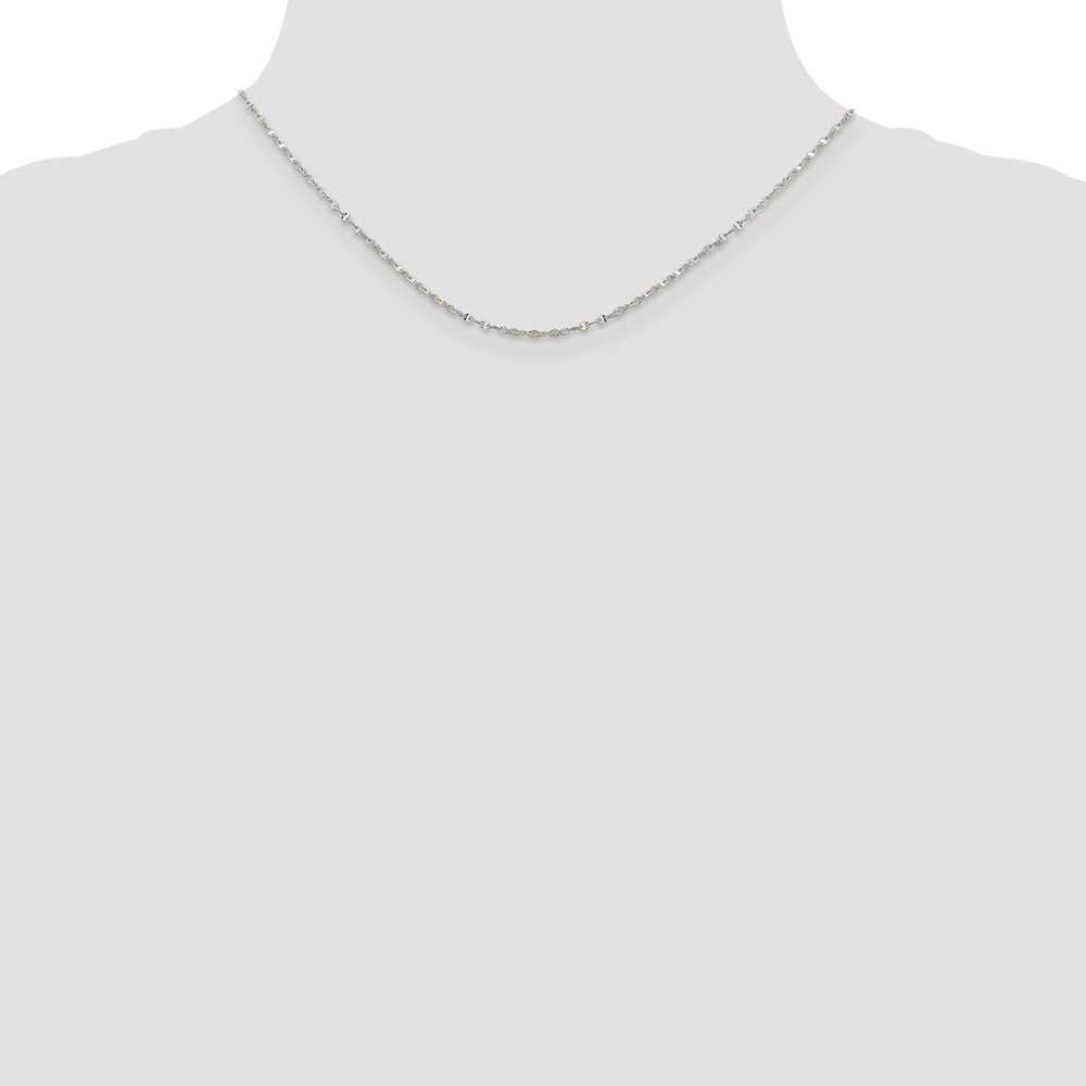 16 Inch Sterling Silver 1.75mm Fancy Wave Flat Link Chain Necklace