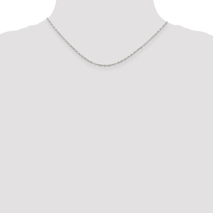 16 Inch Sterling Silver 1.75mm Fancy Wave Flat Link Chain Necklace