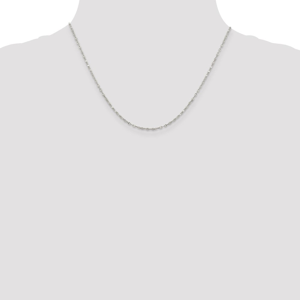 18 Inch Sterling Silver 1.75mm Fancy Wave Flat Link Chain Necklace
