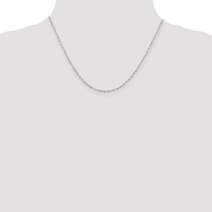 18 Inch Sterling Silver 1.75mm Fancy Wave Flat Link Chain Necklace