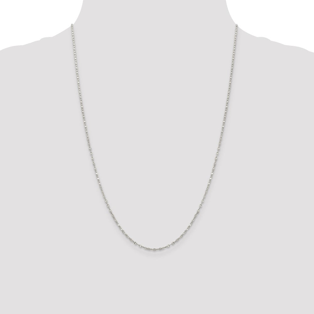 24 Inch Sterling Silver 1.75mm Fancy Wave Flat Link Chain Necklace