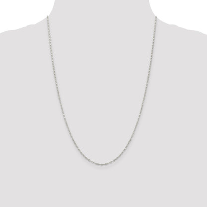 24 Inch Sterling Silver 1.75mm Fancy Wave Flat Link Chain Necklace