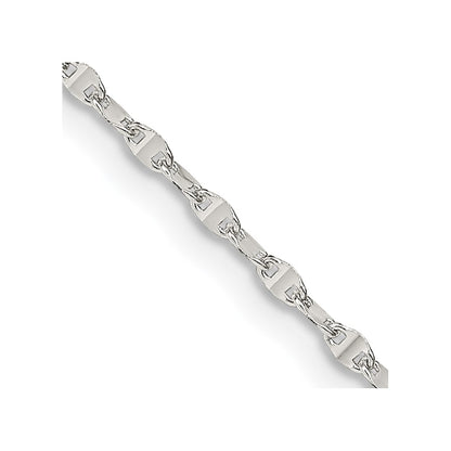 16 Inch Sterling Silver 1.75mm Fancy Wave Flat Link Chain Necklace