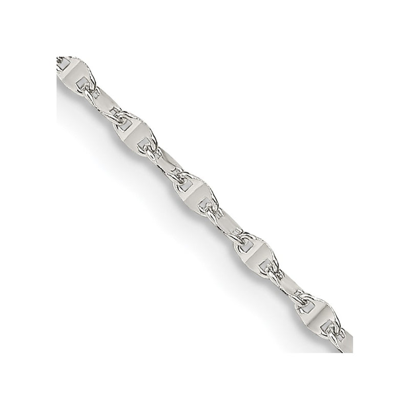 16 Inch Sterling Silver 1.75mm Fancy Wave Flat Link Chain Necklace