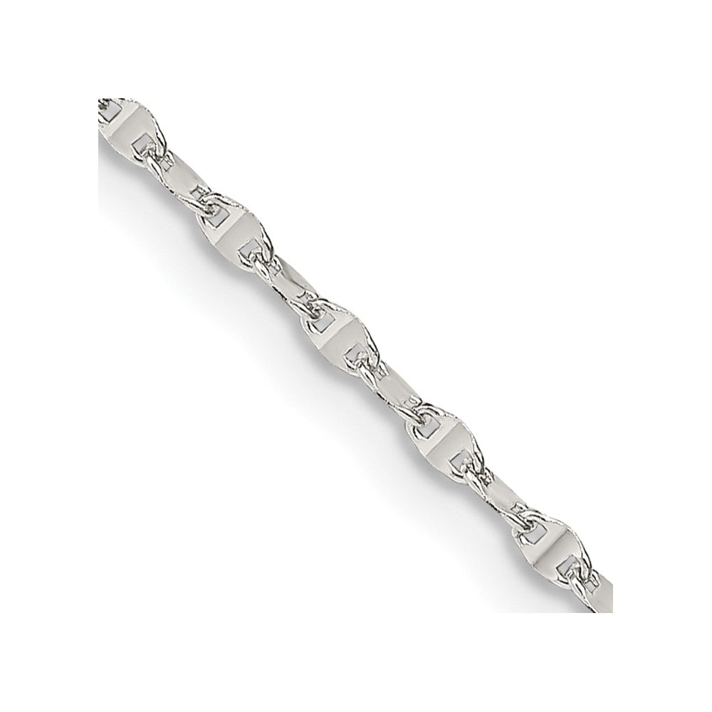 18 Inch Sterling Silver 1.75mm Fancy Wave Flat Link Chain Necklace