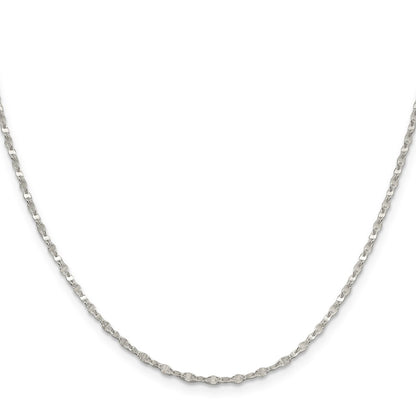 18 Inch Sterling Silver 2.25mm Fancy Wave Flat Link Chain Necklace