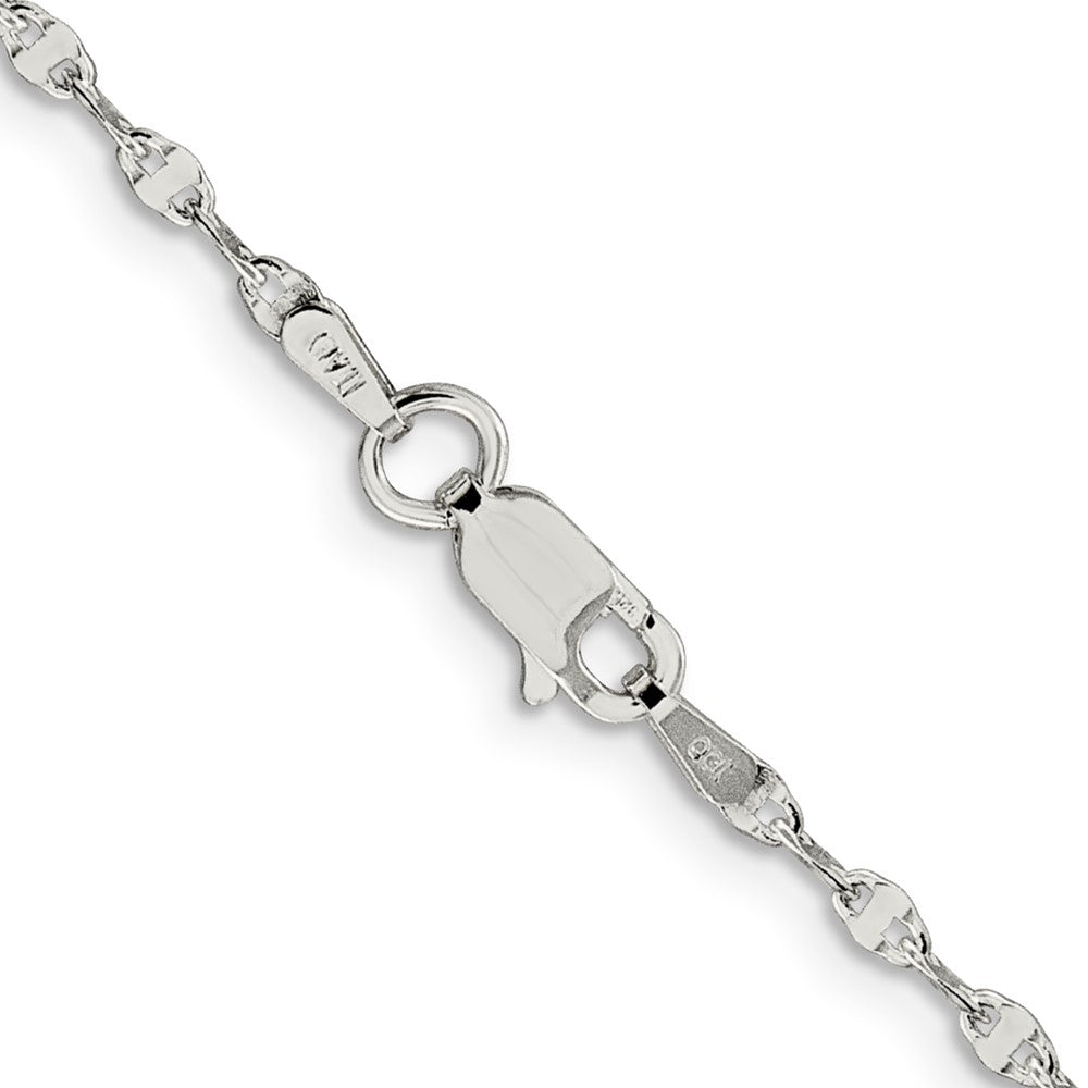 24 Inch Sterling Silver 2.25mm Fancy Wave Flat Link Chain Necklace