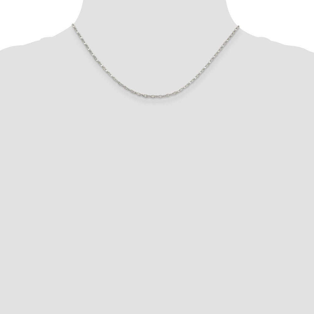 16 Inch Sterling Silver 2.25mm Fancy Wave Flat Link Chain Necklace