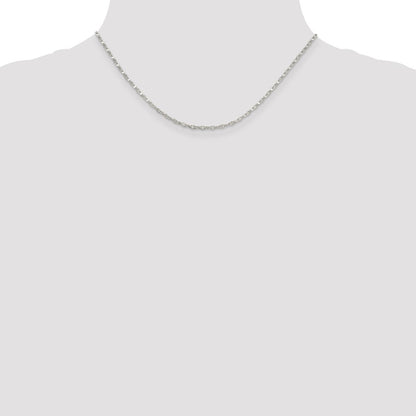 16 Inch Sterling Silver 2.25mm Fancy Wave Flat Link Chain Necklace