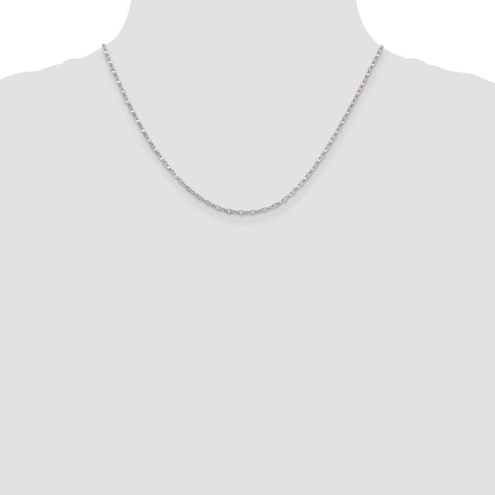 18 Inch Sterling Silver 2.25mm Fancy Wave Flat Link Chain Necklace