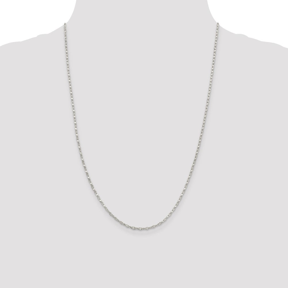 24 Inch Sterling Silver 2.25mm Fancy Wave Flat Link Chain Necklace