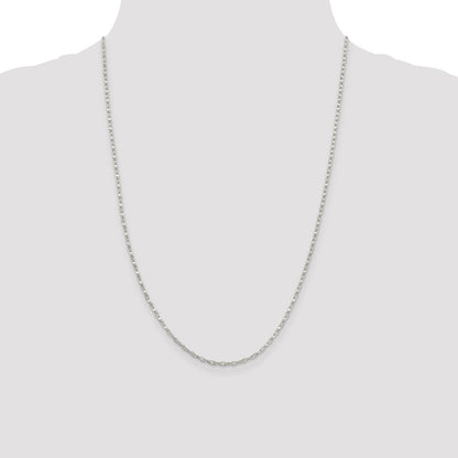 24 Inch Sterling Silver 2.25mm Fancy Wave Flat Link Chain Necklace