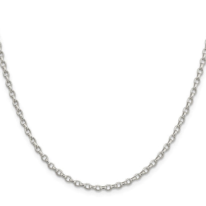 30 Inch Sterling Silver 2.75mm Oval Fancy Rolo Chain Necklace
