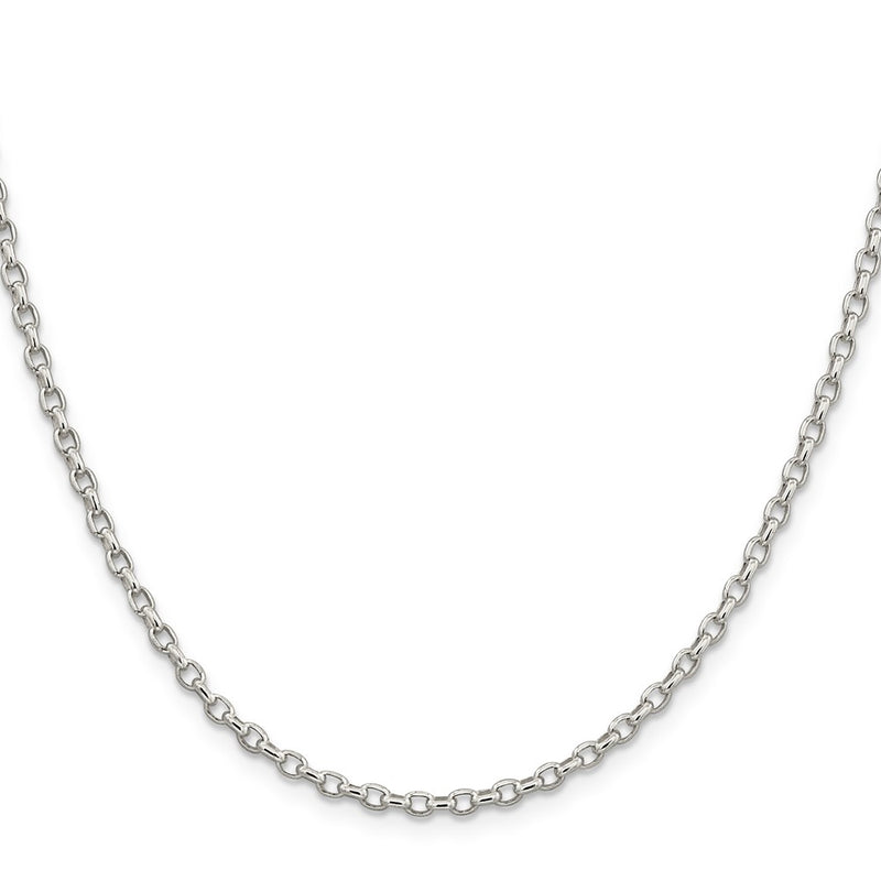 36 Inch Sterling Silver 2.75mm Oval Fancy Rolo Chain Necklace