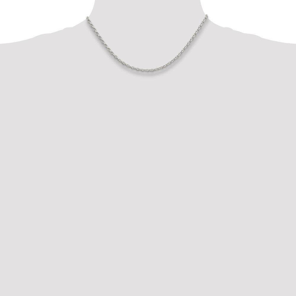 16 Inch Sterling Silver 2.75mm Oval Fancy Rolo Chain Necklace