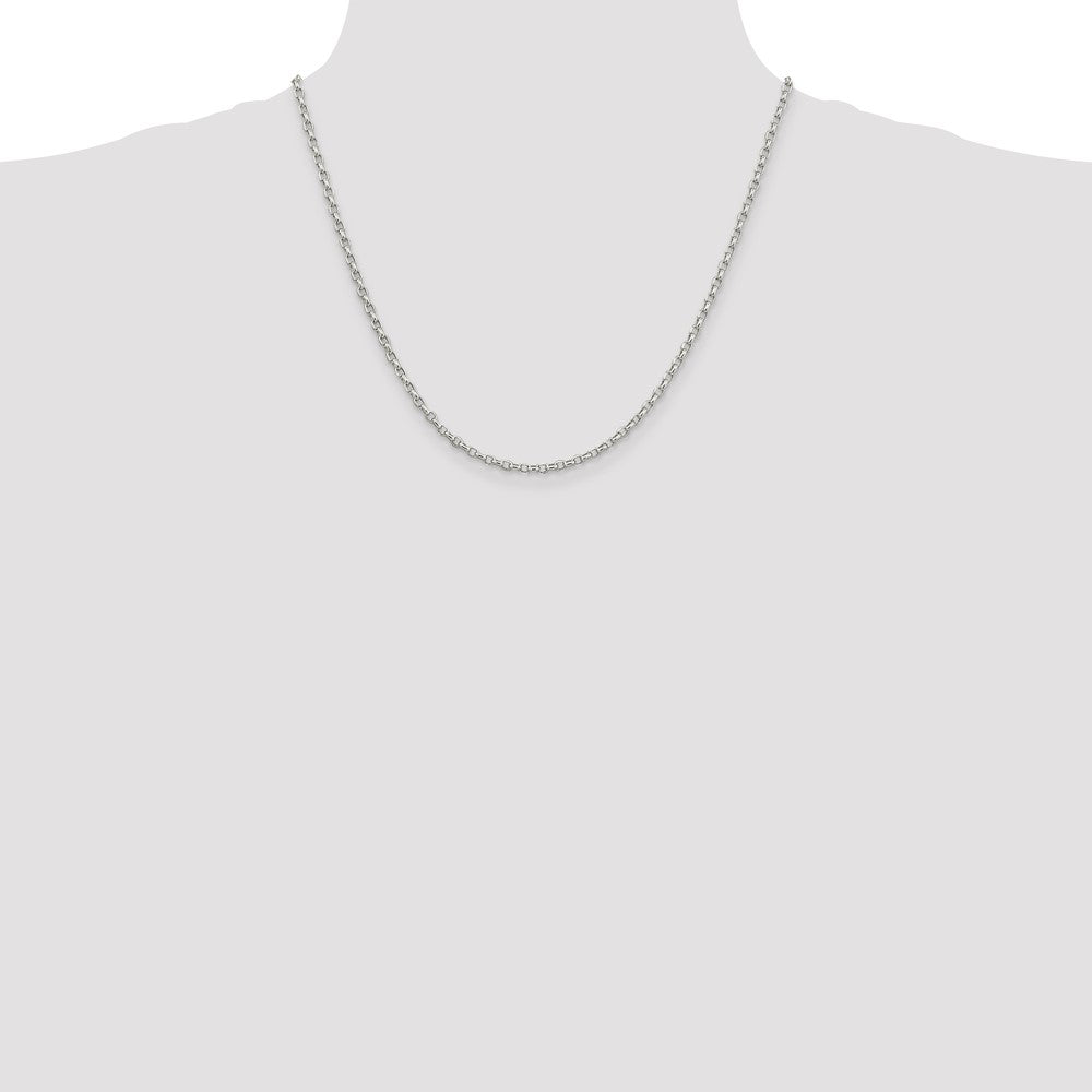 20 Inch Sterling Silver 2.75mm Oval Fancy Rolo Chain Necklace