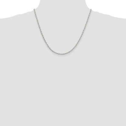 20 Inch Sterling Silver 2.75mm Oval Fancy Rolo Chain Necklace