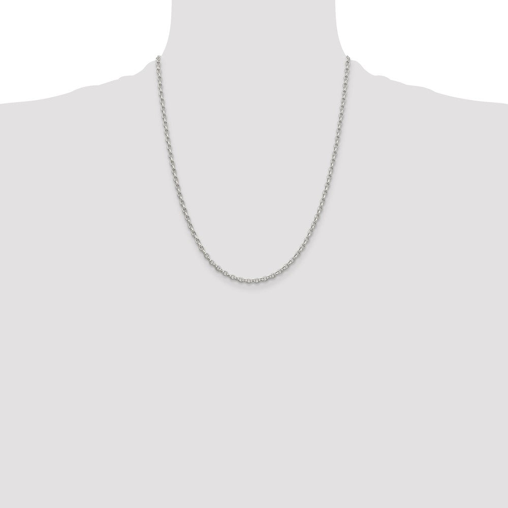 22 Inch Sterling Silver 2.75mm Oval Fancy Rolo Chain Necklace