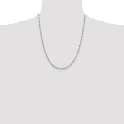 22 Inch Sterling Silver 2.75mm Oval Fancy Rolo Chain Necklace