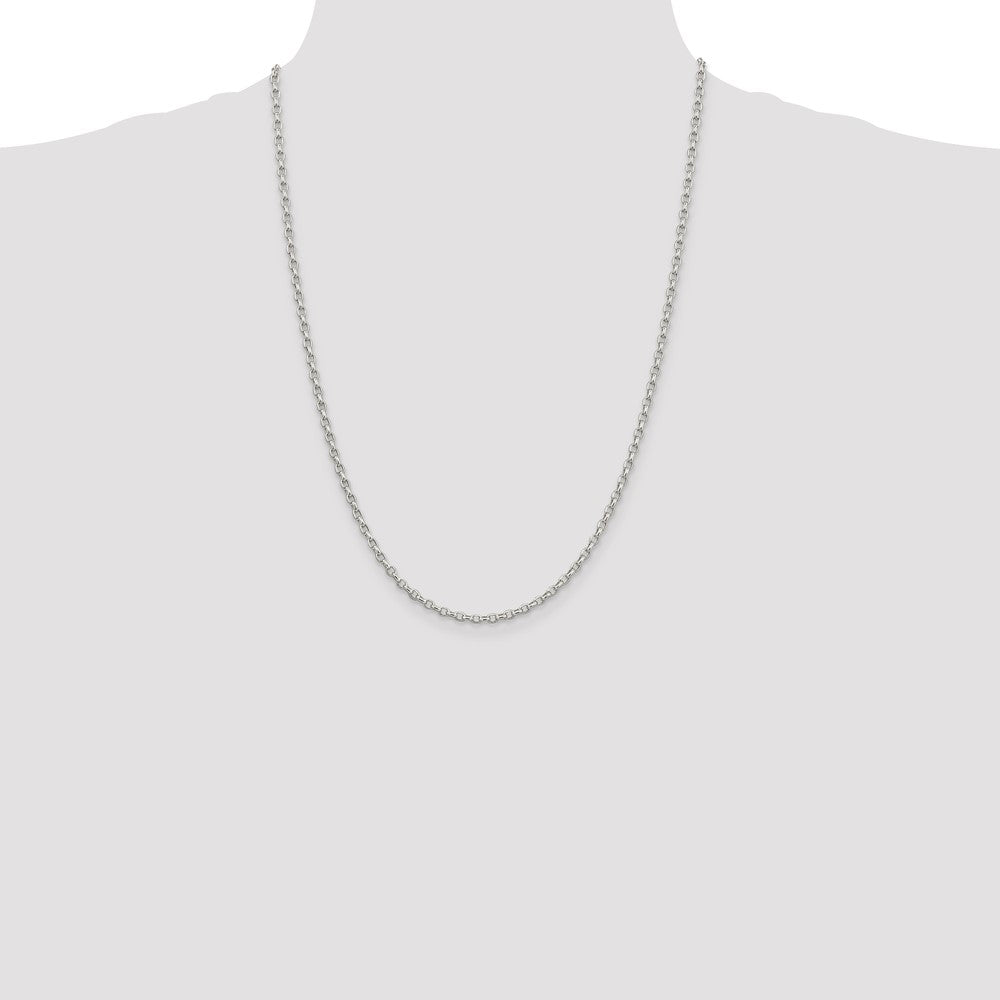 24 Inch Sterling Silver 2.75mm Oval Fancy Rolo Chain Necklace