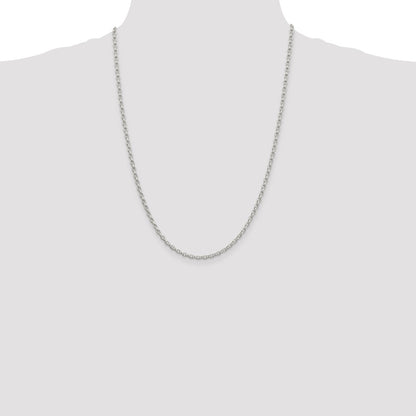 24 Inch Sterling Silver 2.75mm Oval Fancy Rolo Chain Necklace