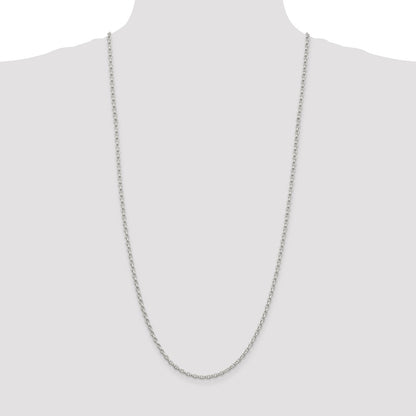 30 Inch Sterling Silver 2.75mm Oval Fancy Rolo Chain Necklace