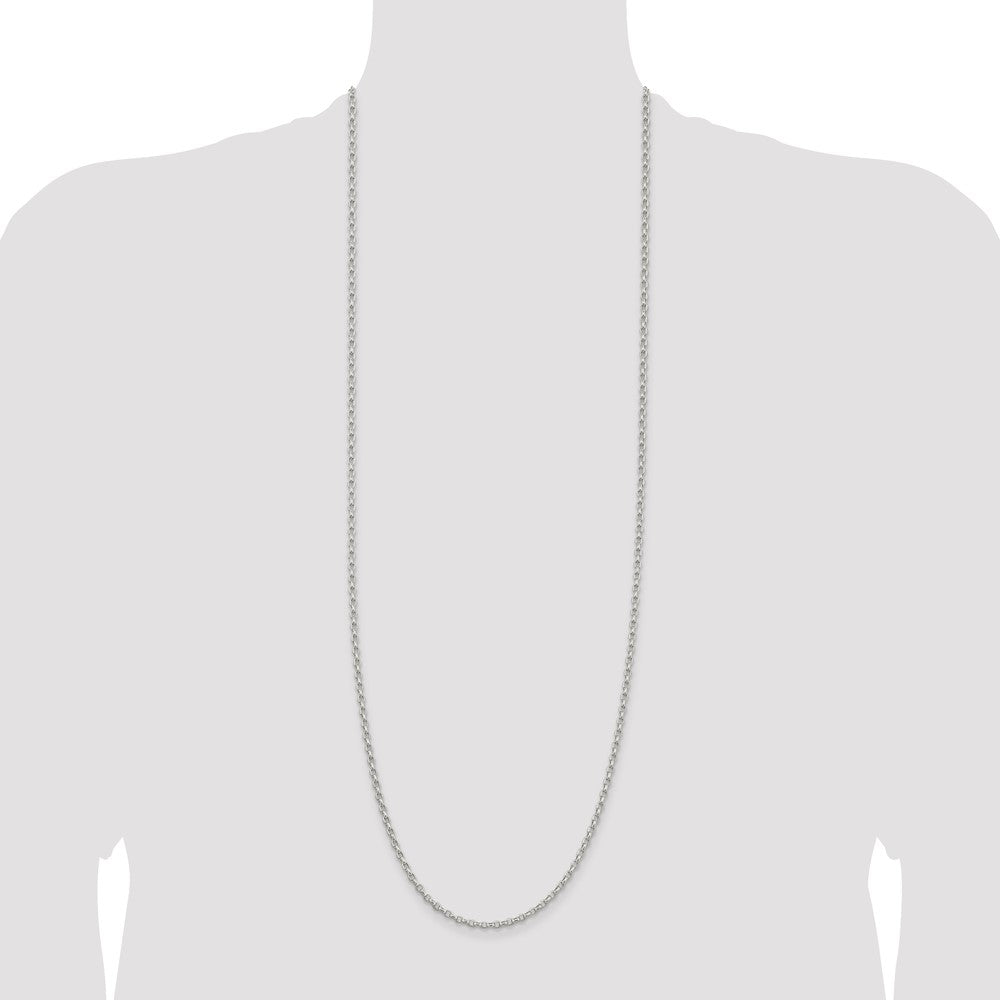 36 Inch Sterling Silver 2.75mm Oval Fancy Rolo Chain Necklace