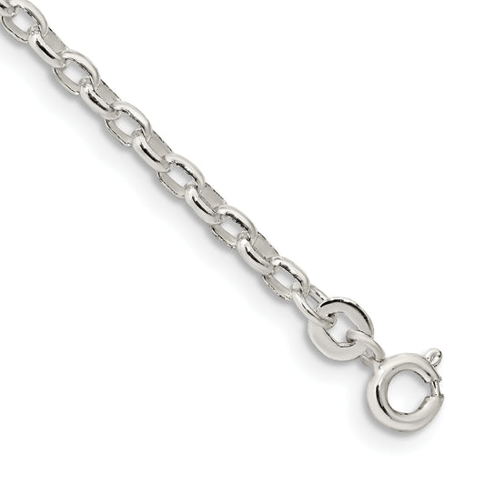 7 Inch Sterling Silver 2.75mm Oval Fancy Rolo Chain