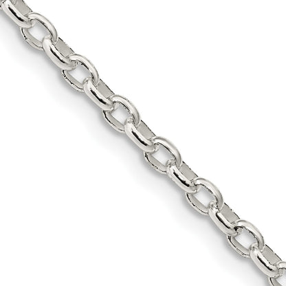 24 Inch Sterling Silver 2.75mm Oval Fancy Rolo Chain Necklace