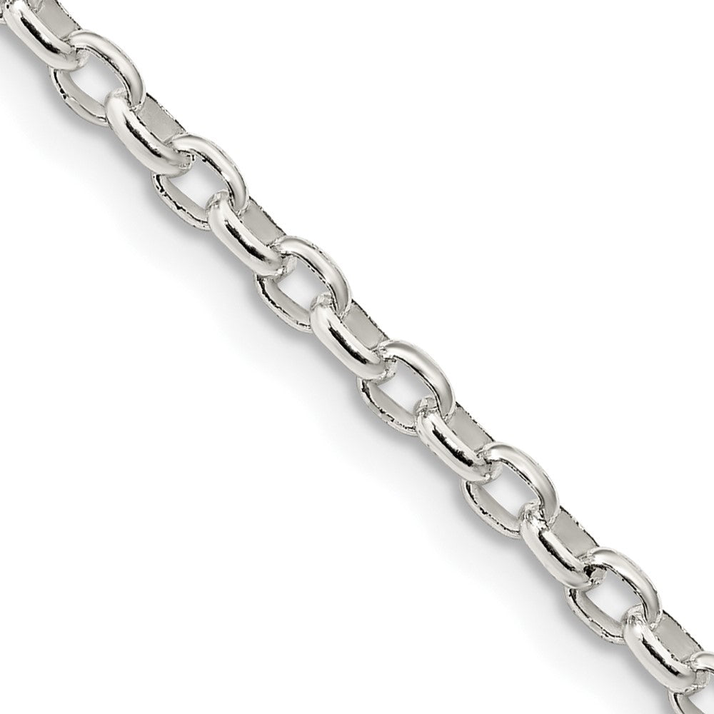36 Inch Sterling Silver 2.75mm Oval Fancy Rolo Chain Necklace