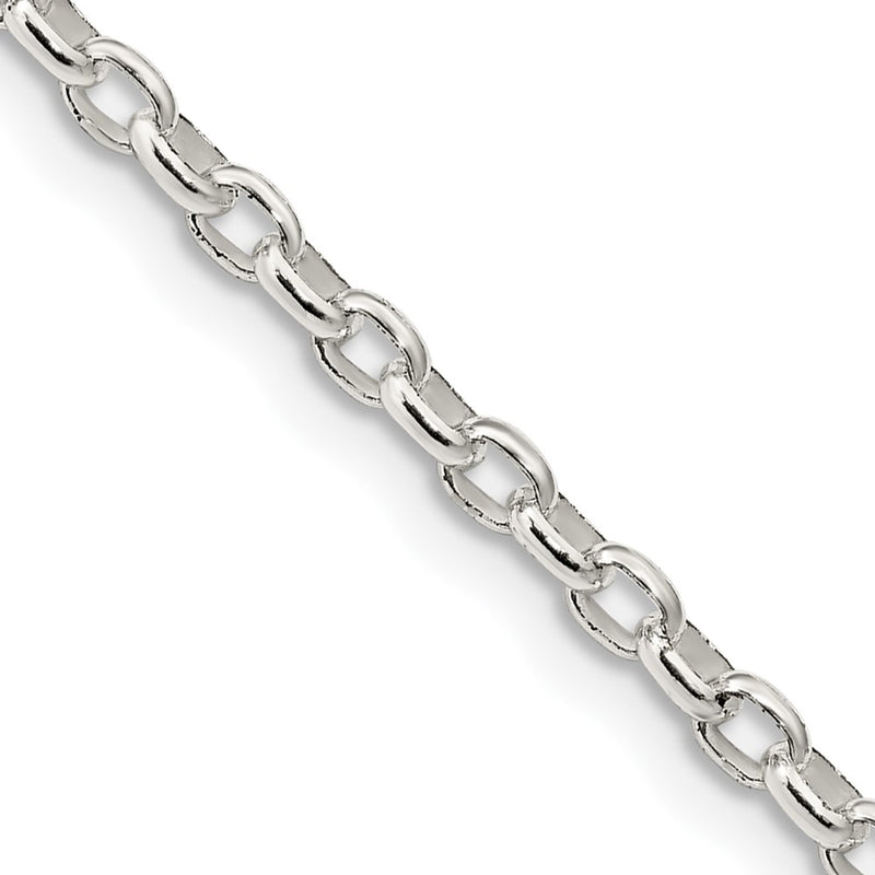 36 Inch Sterling Silver 2.75mm Oval Fancy Rolo Chain Necklace