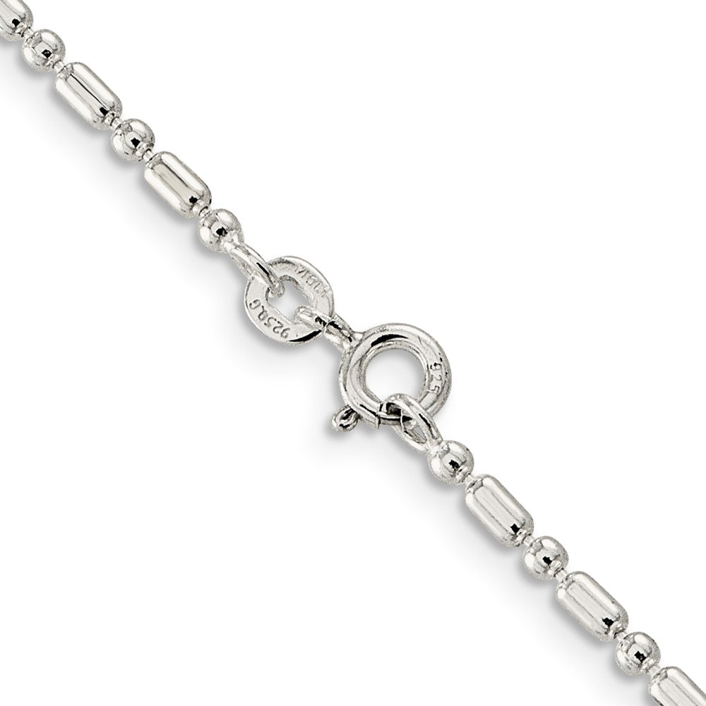 24 Inch Sterling Silver 2mm Fancy Beaded Chain Necklace