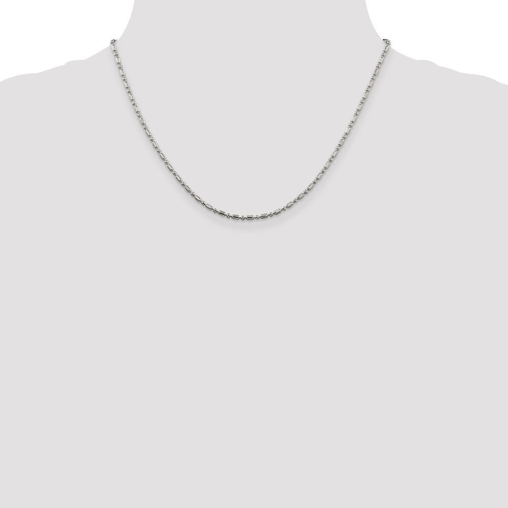 18 Inch Sterling Silver 2mm Fancy Beaded Chain Necklace