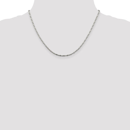 18 Inch Sterling Silver 2mm Fancy Beaded Chain Necklace