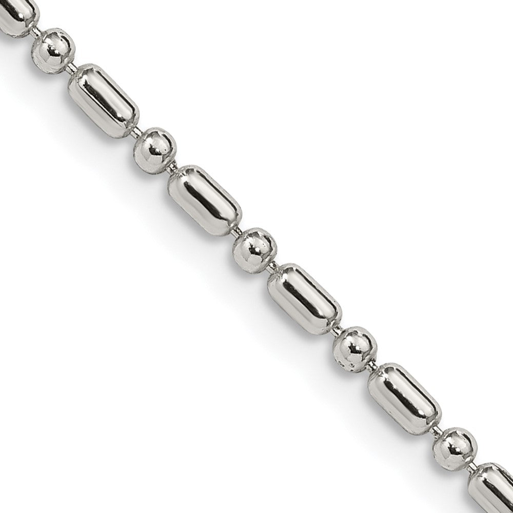 18 Inch Sterling Silver 2mm Fancy Beaded Chain Necklace