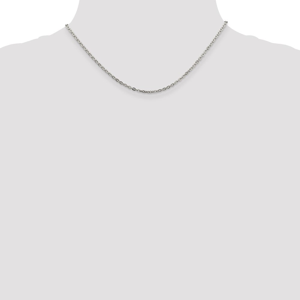 16 Inch Sterling Silver 2mm Flat Link Cable Chain Necklace