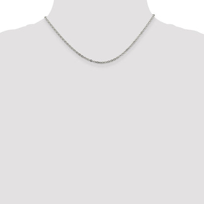 16 Inch Sterling Silver 2mm Flat Link Cable Chain Necklace
