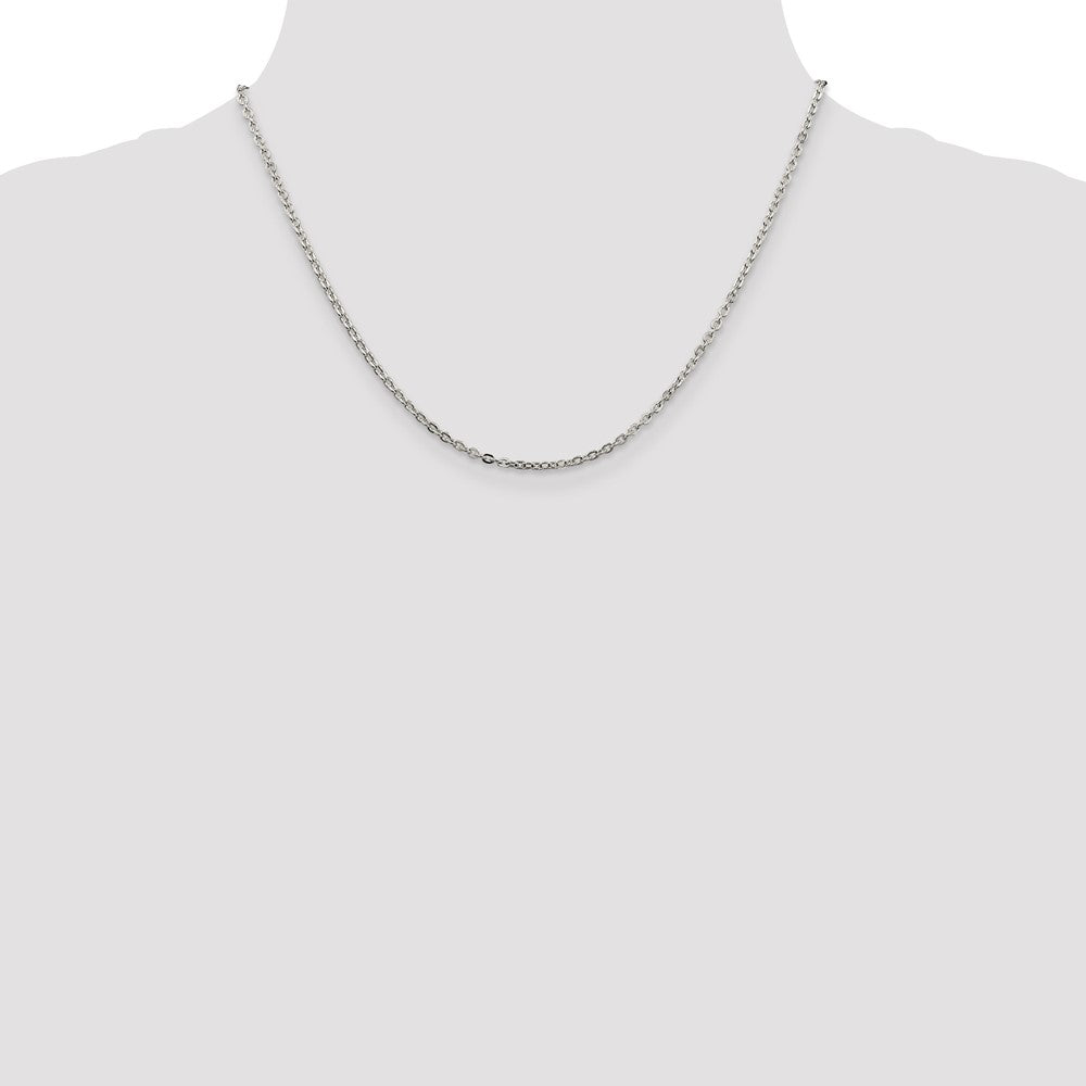 18 Inch Sterling Silver 2mm Flat Link Cable Chain Necklace