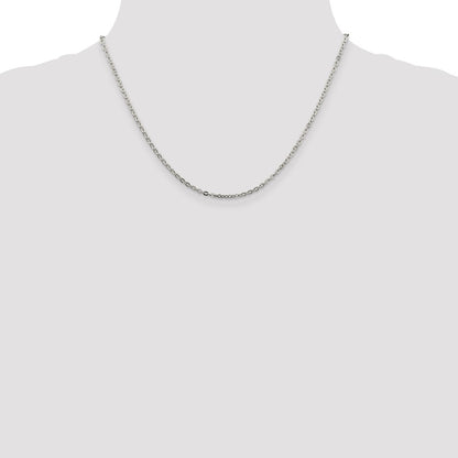 18 Inch Sterling Silver 2mm Flat Link Cable Chain Necklace